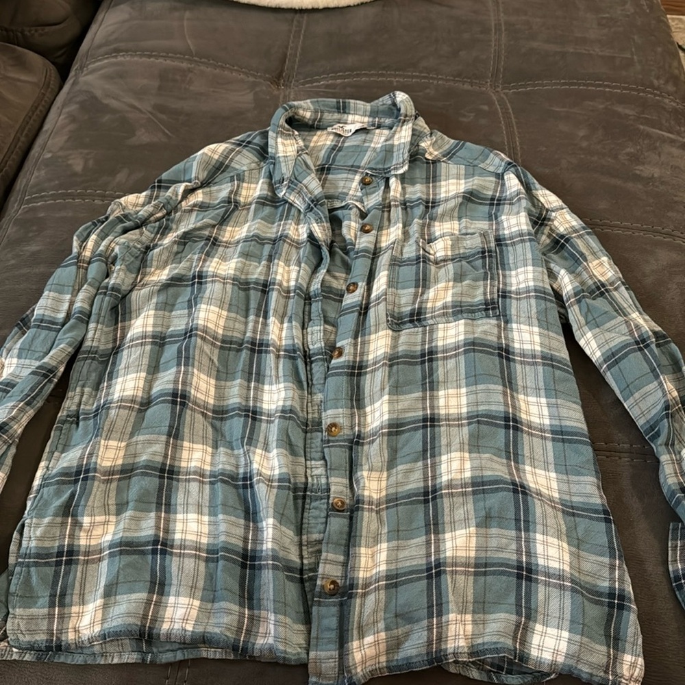 Hollister Blue Plaid Oversized Flannel Size XS
